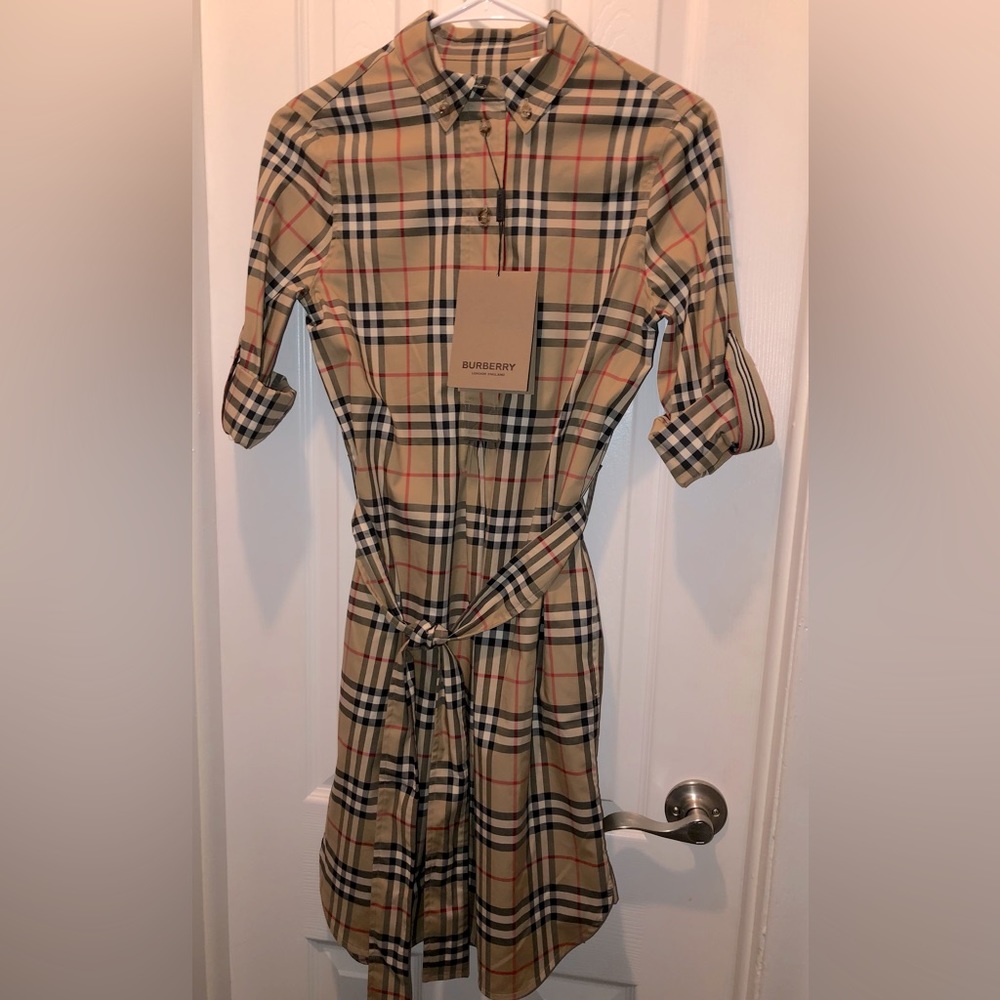 BURBERRY Vintage Check Tie-waist Shirt Dress